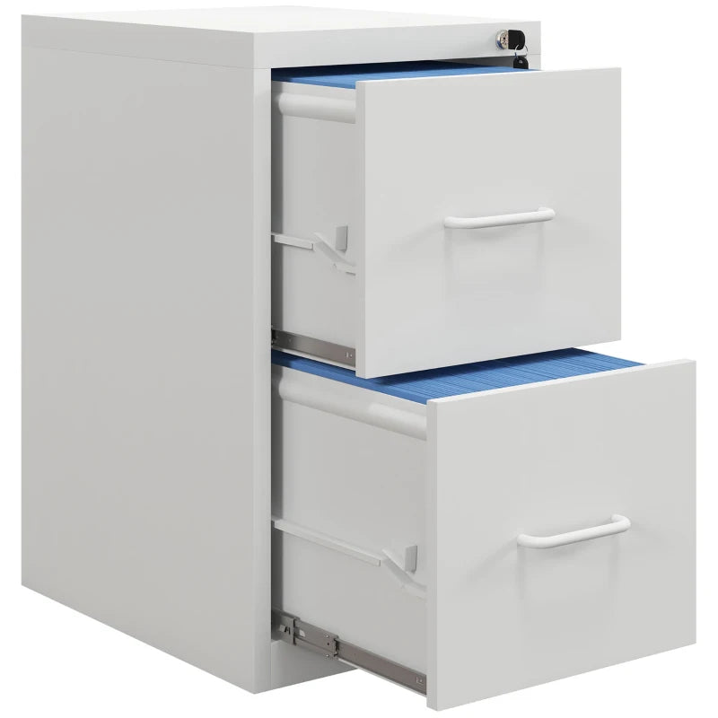 Modern Two-Drawer Cream Steel Filing Cabinet - Stylish Office Storage Solution for Organizing Documents and Files