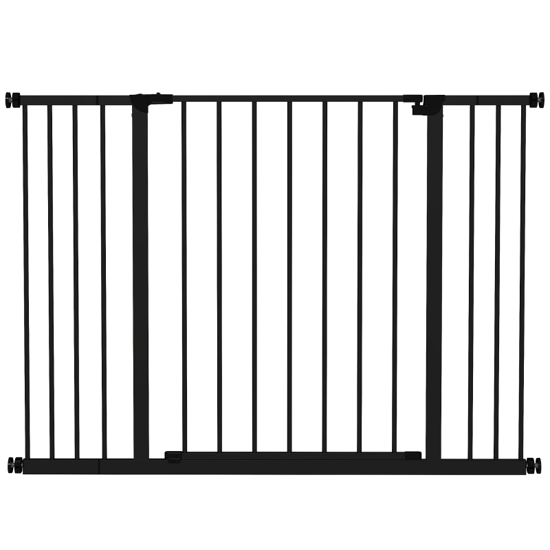 Adjustable Dog Gate - Pet Safety Barrier for Stairs, Pressure Fit 76-107 cm, Black - Secure Your Home