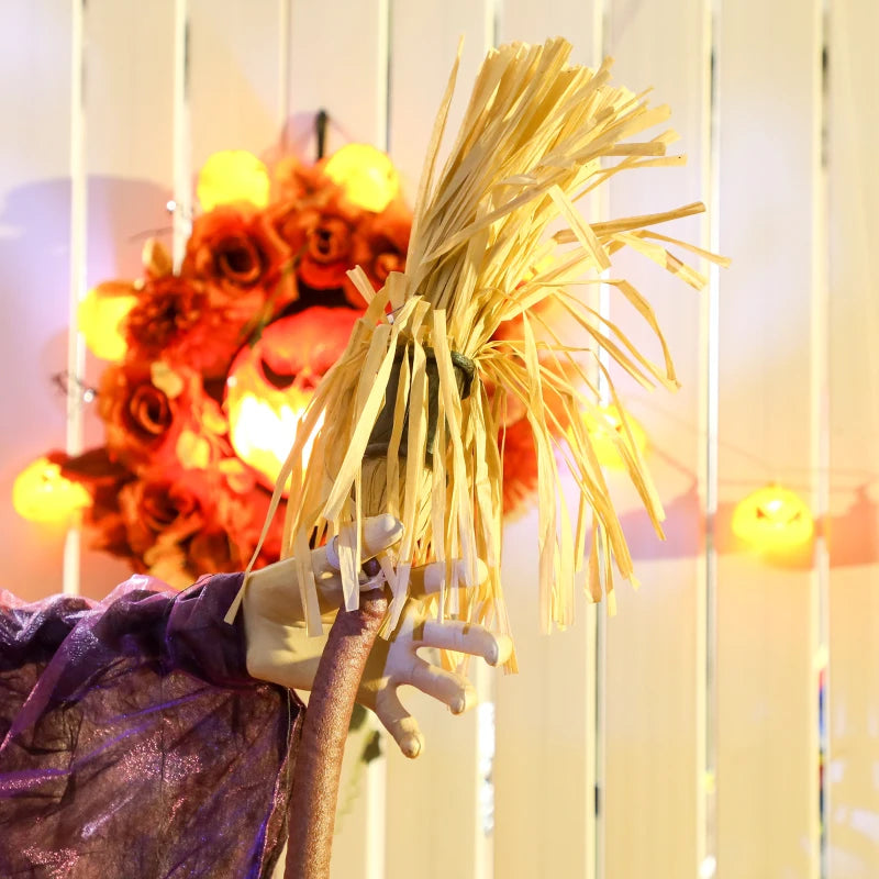 6ft Animated Witch Decoration with Sound - Spooky Purple & White Halloween Prop for Indoor/Outdoor Use
