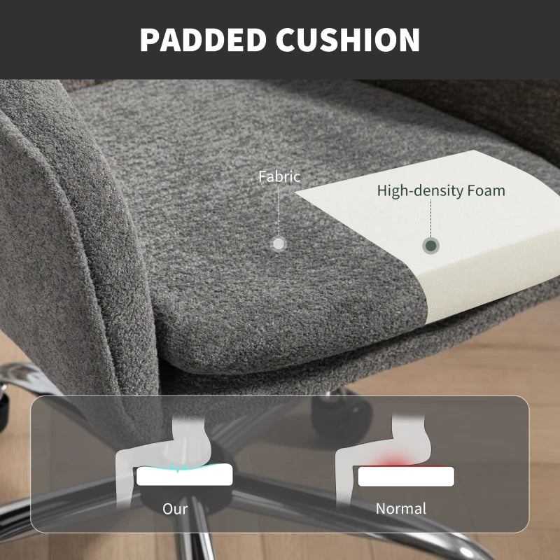 Luxurious Velvet-Feel Office Chair in Grey - Ergonomic Design for Comfort and Style - Perfect for Home or Office