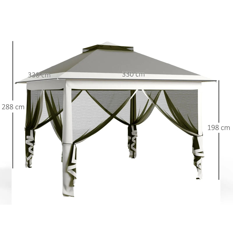 Dark Grey Pop Up Canopy Tent with Double Roof and Mesh Sidewalls