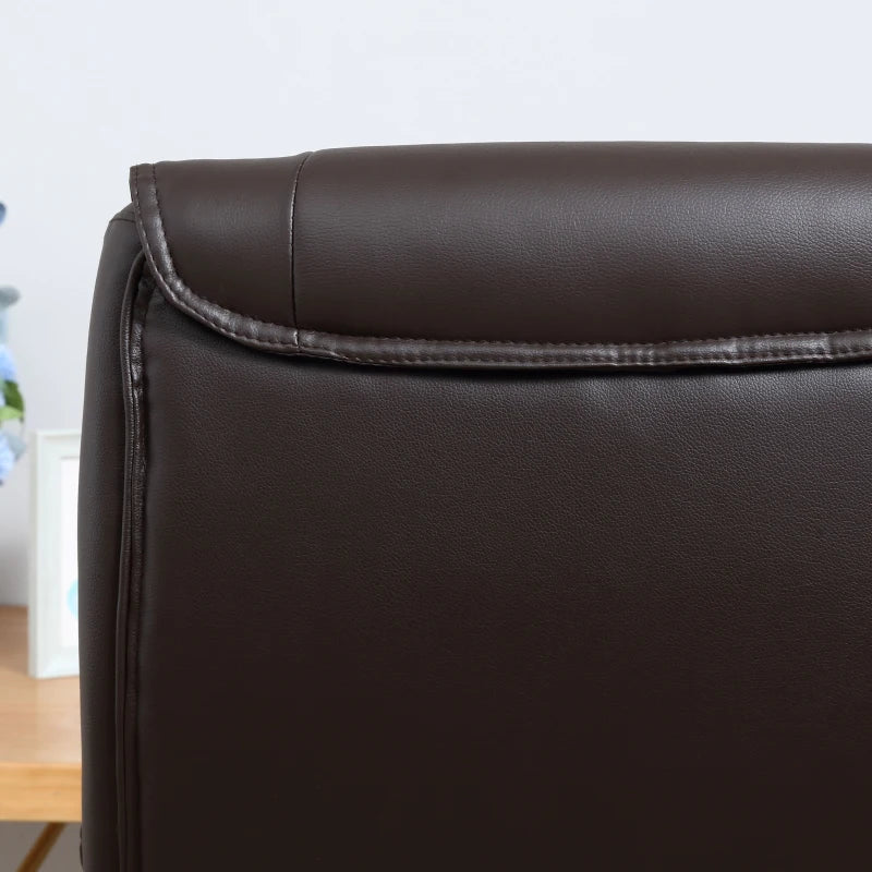 High Back Home Office Chair - Adjustable Faux Leather Desk Chair with Rocking Function in Brown
