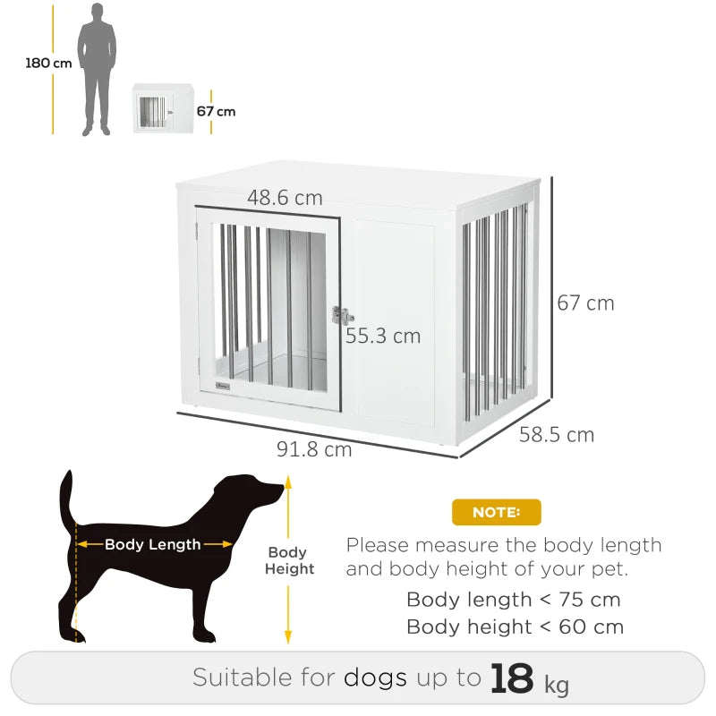2-in-1 Dog Cage & Side Table for Medium Dogs - White, Lockable Doors, Stylish Pet Furniture, Space-Saving Design