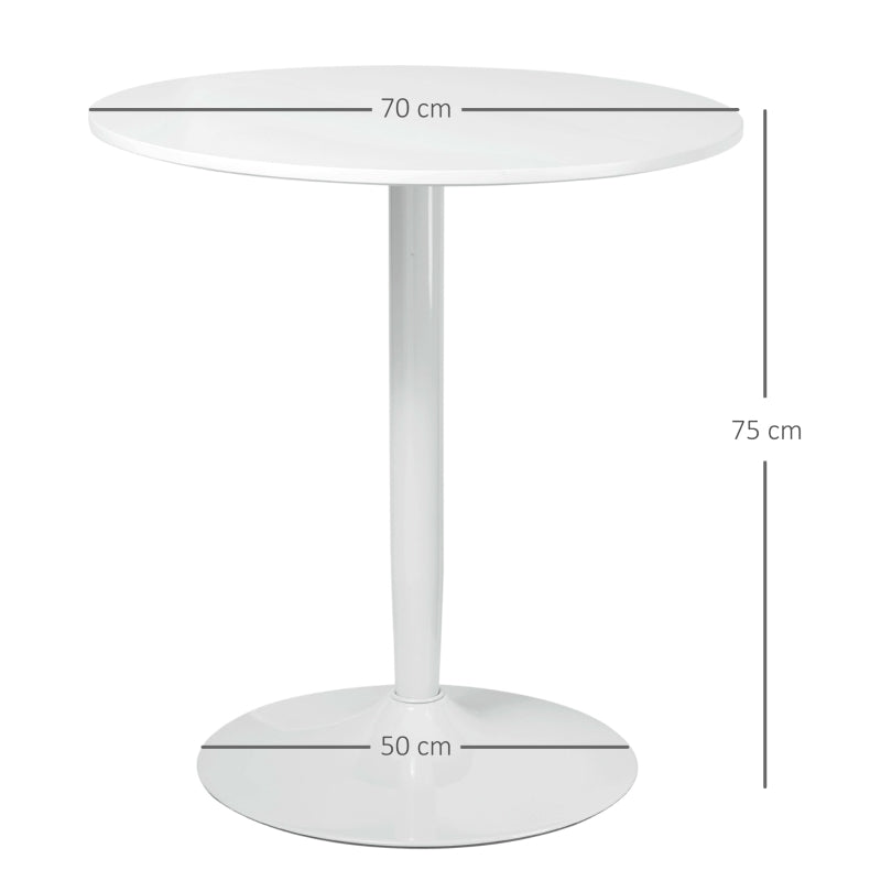 Minimalistic White Dining Table for Two - 75H x Î¦70cm Modern Design Perfect for Small Spaces