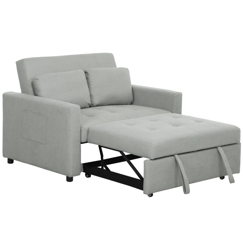 Light Grey Velvet-Feel Two-Seater Sofa Bed for Stylish Living Spaces