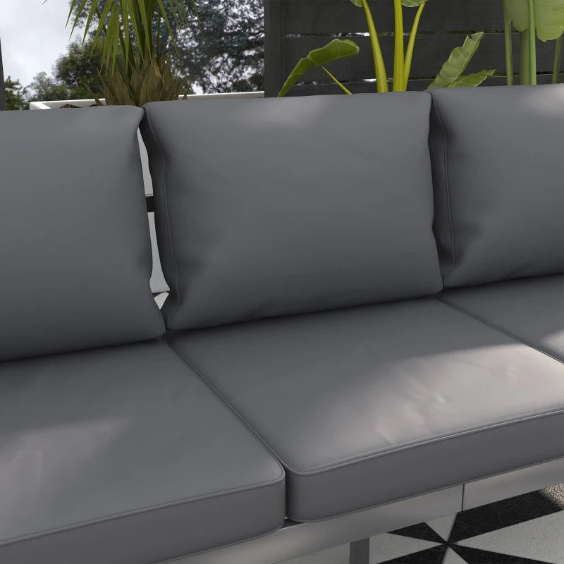 Grey Aluminium 3-Seater Garden Bench with Cushions