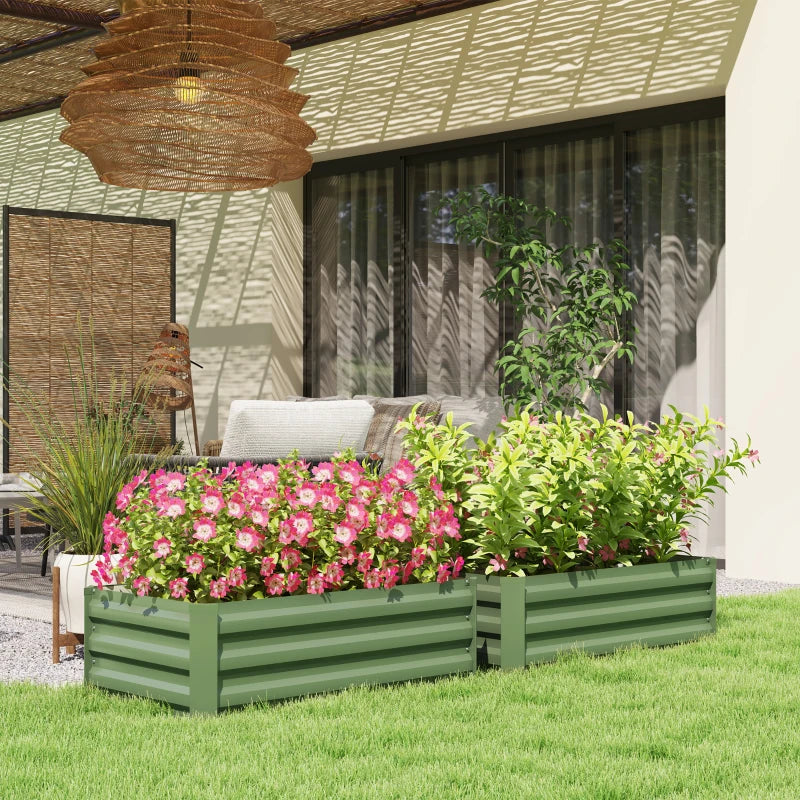 60 x 100cm Galvanised Steel Planters - Set of Two
