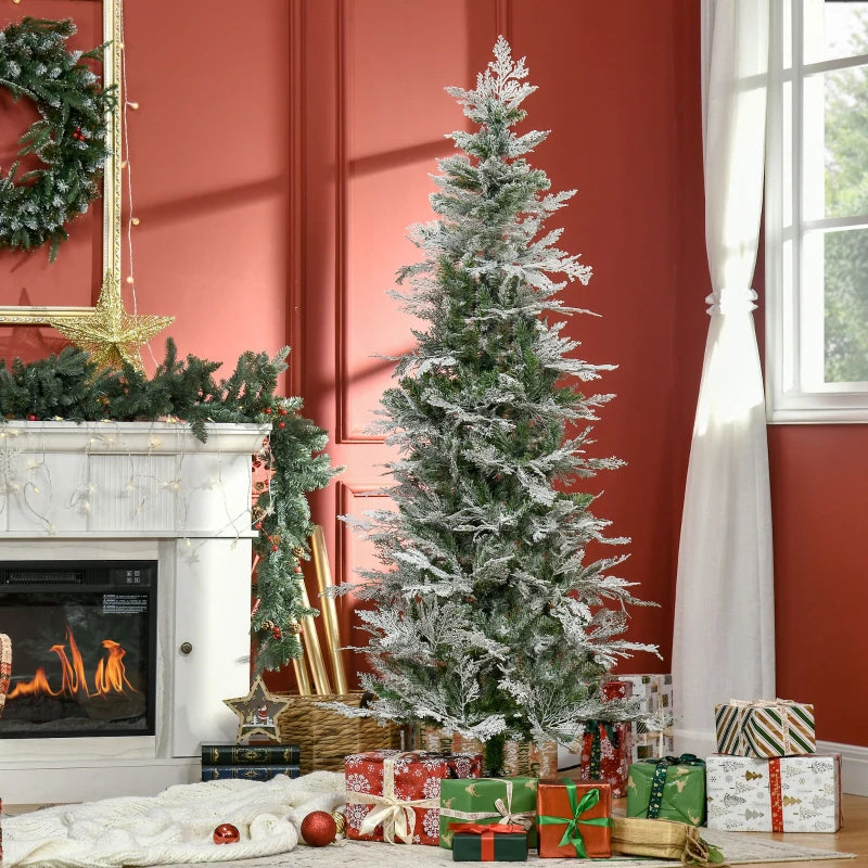 6 Ft Snow Flocked Artificial Christmas Tree - Realistic Cypress Branches, Auto Open, Lush Green Holiday Decor