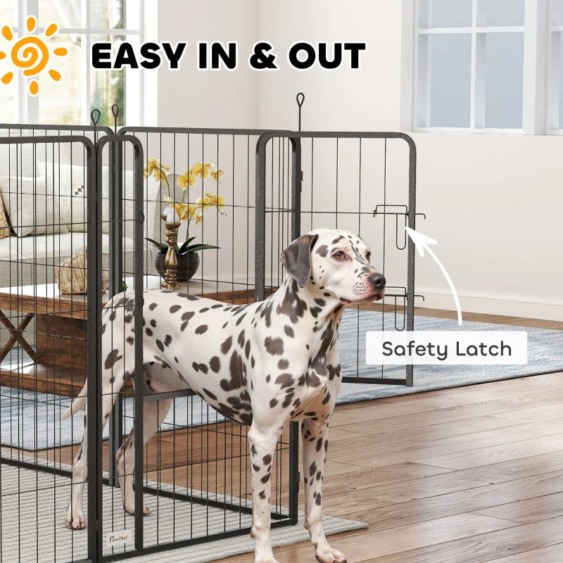 12 Panel Solid Dog Playpen with Doors for Large Dogs 100cm Tall Black