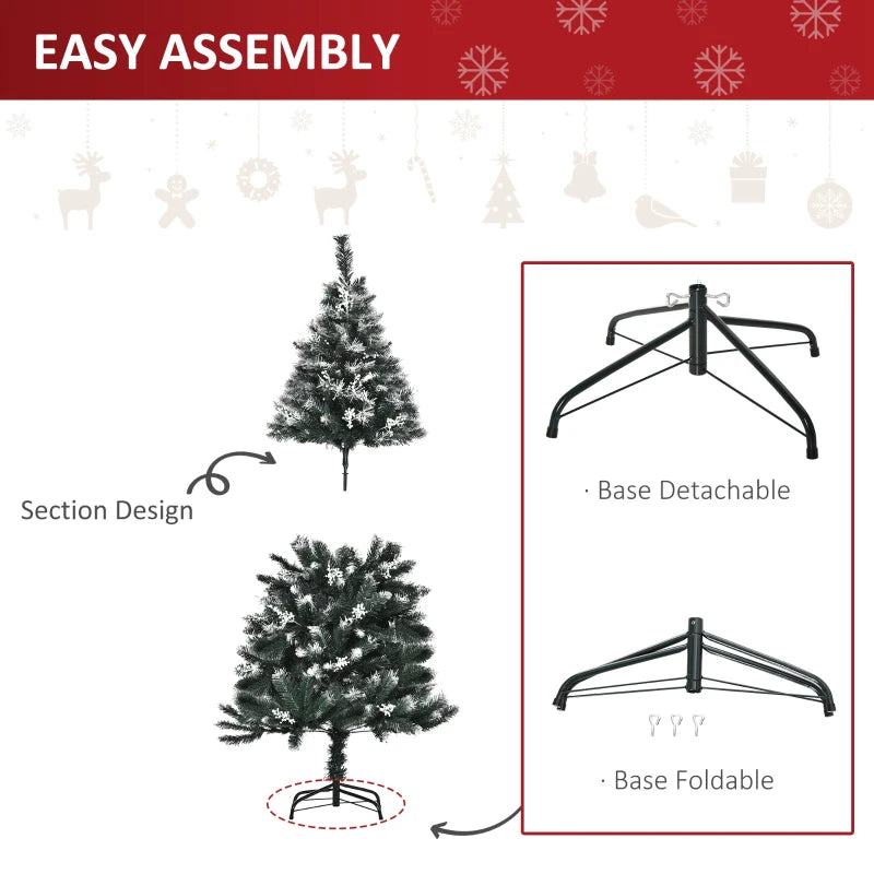 5FT Snow-Dipped Artificial Christmas Tree with White Berries & Star Topper | Indoor Holiday Decoration | Removable Stand