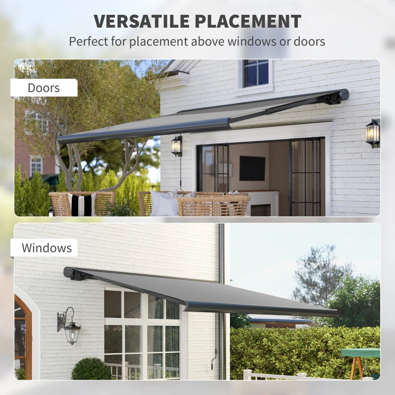 Grey 3.5m x 3m Electric Awning with Remote Controller - Aluminium Frame DIY Retractable Awning, UV50+ Sun Shade Canopy