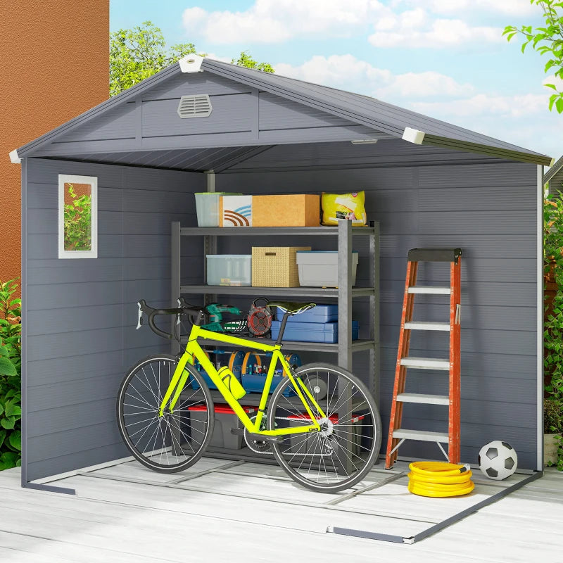 7.9ft x 6.2ft Aluminium Frame and Plastic Wall Shed With Foundation