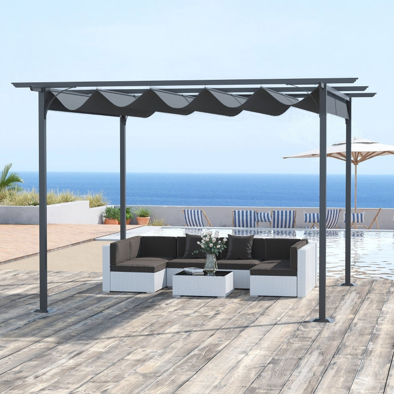 3.5m x 3.5m Metal Pergola - Grey