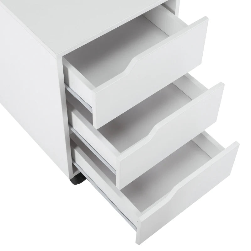 3 Drawer Mobile File Cabinet on Wheels - Vertical Filing Cabinet for Home Office - Stylish White Storage Solution