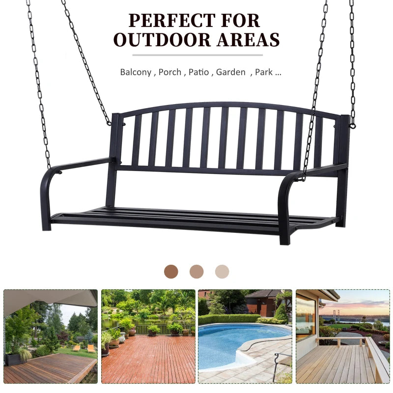 Black Metal 2 Seater Swing Bench