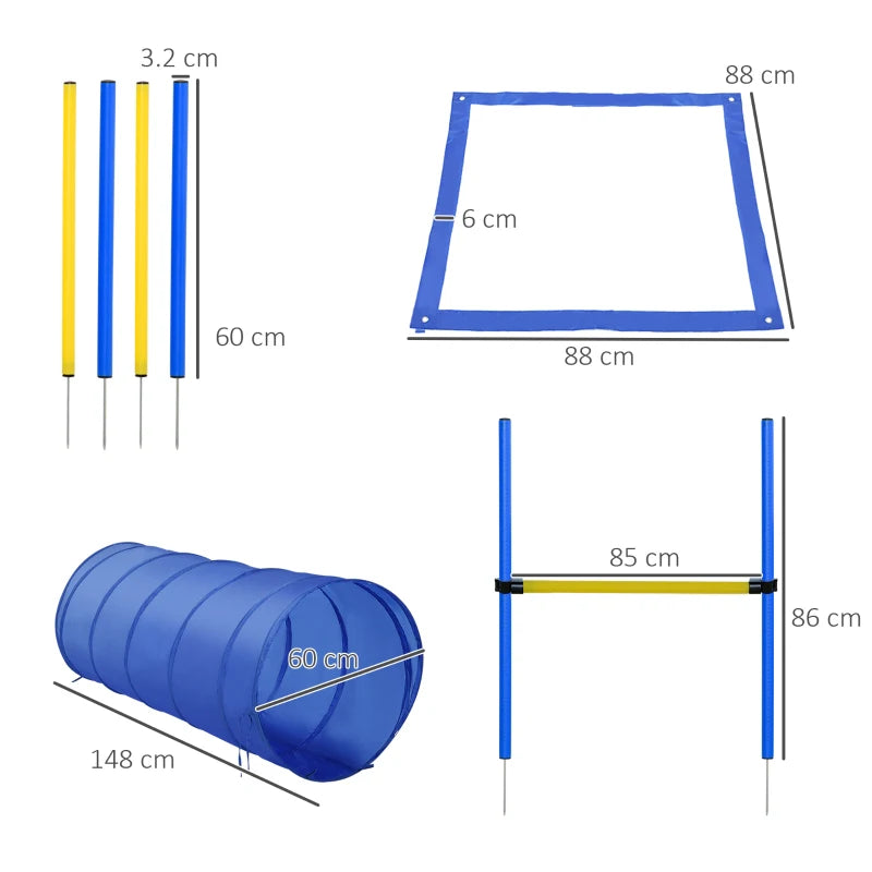 Adjustable Pet Agility Training Set - Dog Play Equipment with Poles, Hurdle, Tunnel & Pause Box for Obedience Training