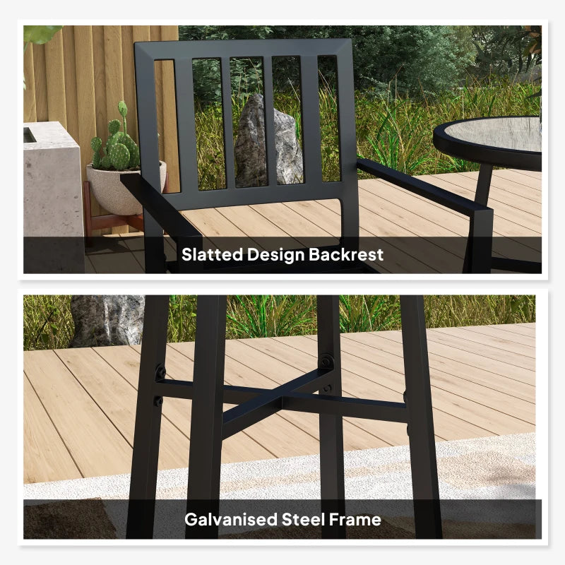 3 Piece Patio Bistro Set with Plastic Table and Stackable Chairs for Outdoor Dining