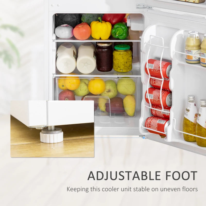 Compact 88L Under Counter Fridge Freezer - 5 Settings, 3 Star Freezer Rating, Energy Efficient Small Refrigerator in White