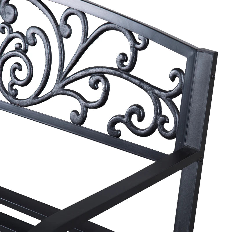 Black Steel 2-Seater Garden Bench