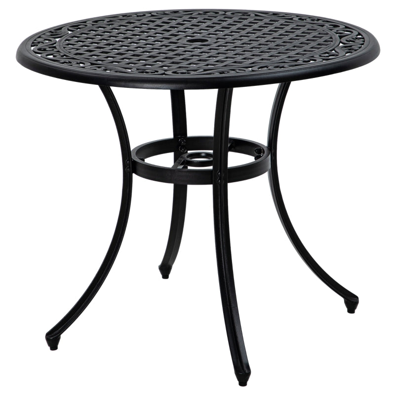 Round Aluminium Garden Table with Parasol Hole - 90cm, Grey