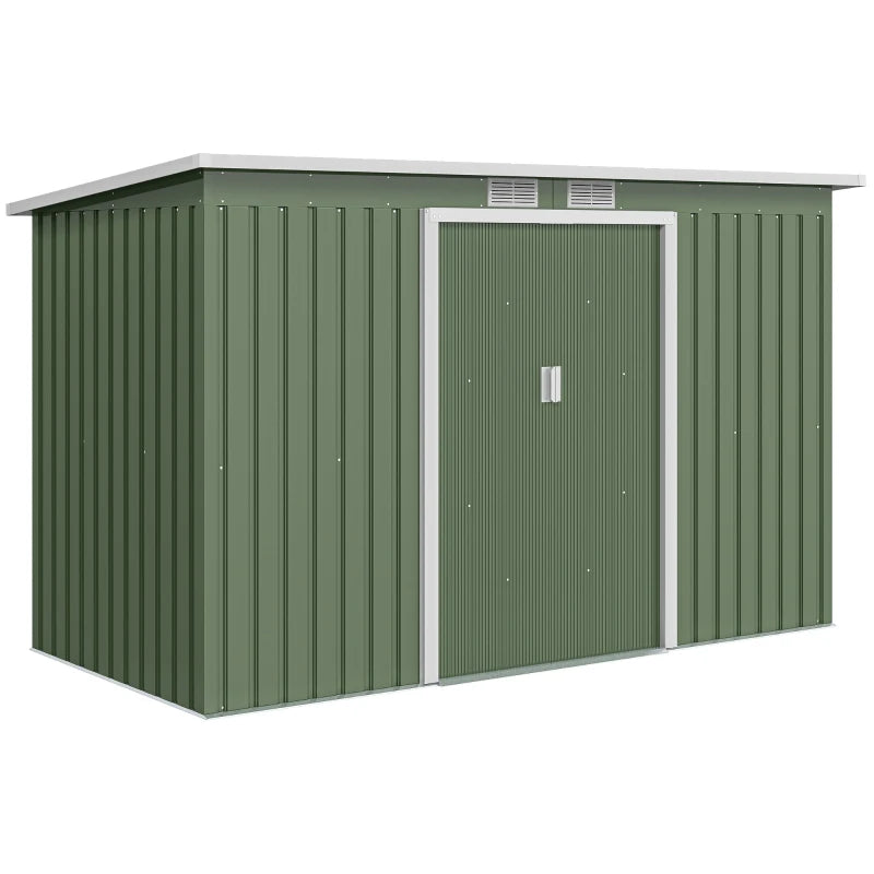 9ft x 4ft Green Shed With Foundation Kit, Ventilation and Double Doors