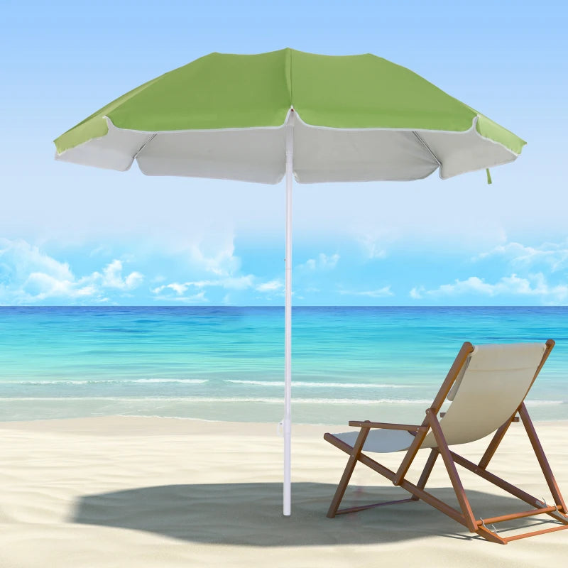 Green Portable Beach Umbrella with Tilting Function