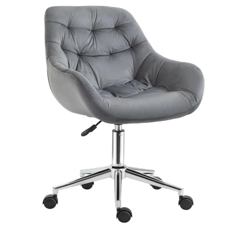 Vinsetto Ergonomic Velvet Home Office Chair - Adjustable Height, Arm & Back Support, Comfy Dark Grey Desk Chair