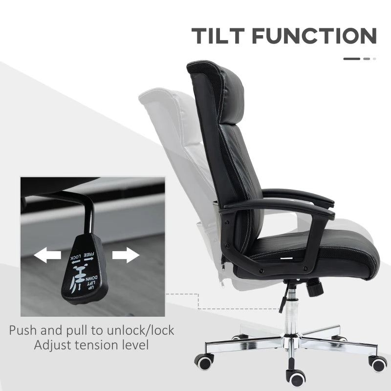 Vinsetto High Back Massage Office Chair - PU Leather Desk Chair with 6 Point Massage, Adjustable Height & Remote Control, Black