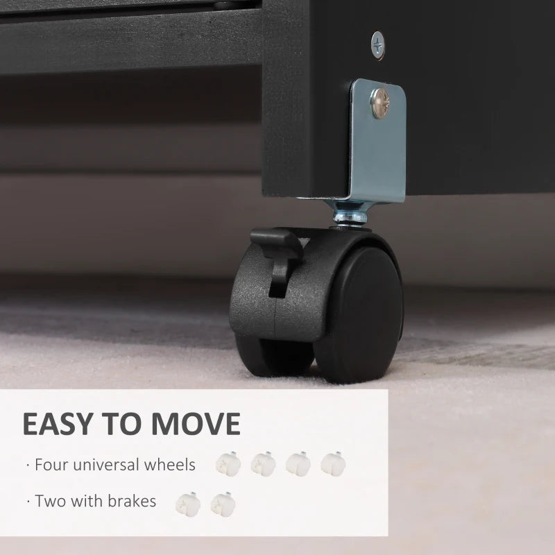 Vinsetto Mobile Printer Stand with Storage Drawer & Open Shelf - Home Office Cabinet, 60cm x 39cm x 80cm, Black