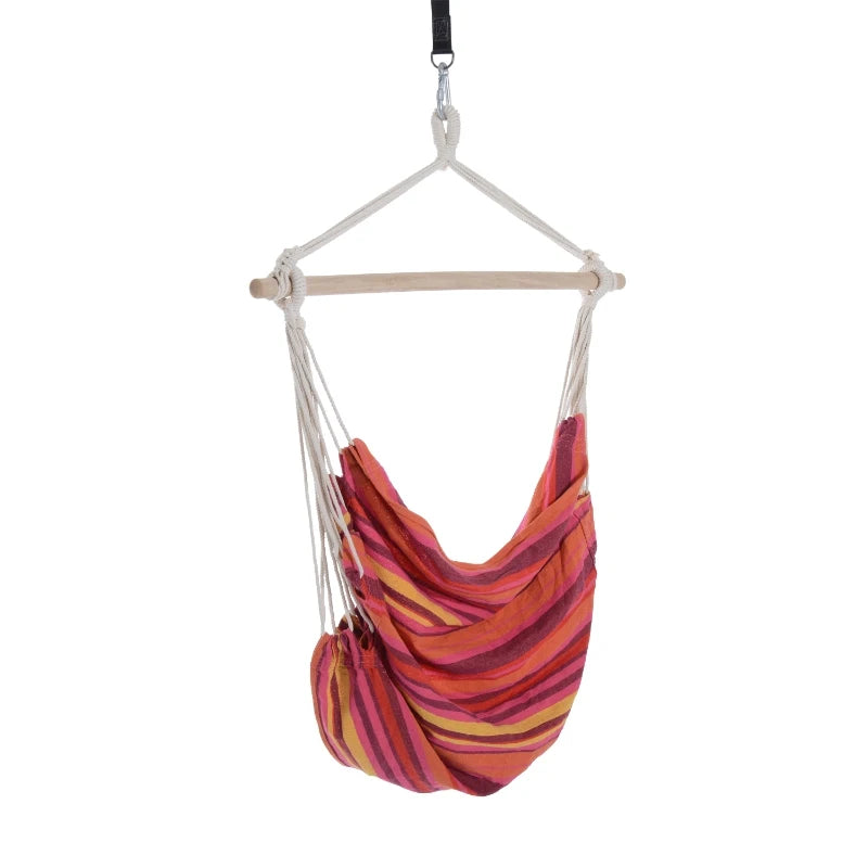 Red Outdoor Hanging Rope Hammock Chair