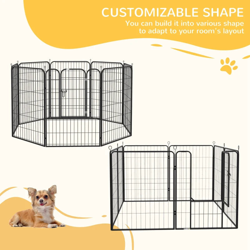 8 Panels Heavy Duty Puppy Playpen for Large & Medium Dogs - Indoor/Outdoor Use, Black Pet Play Yard