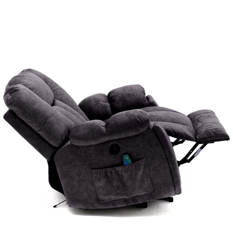 Ergonomic Power Massage Recliner Chair with Heat, Vibration, USB Ports and Safety Mechanism - Dark Grey