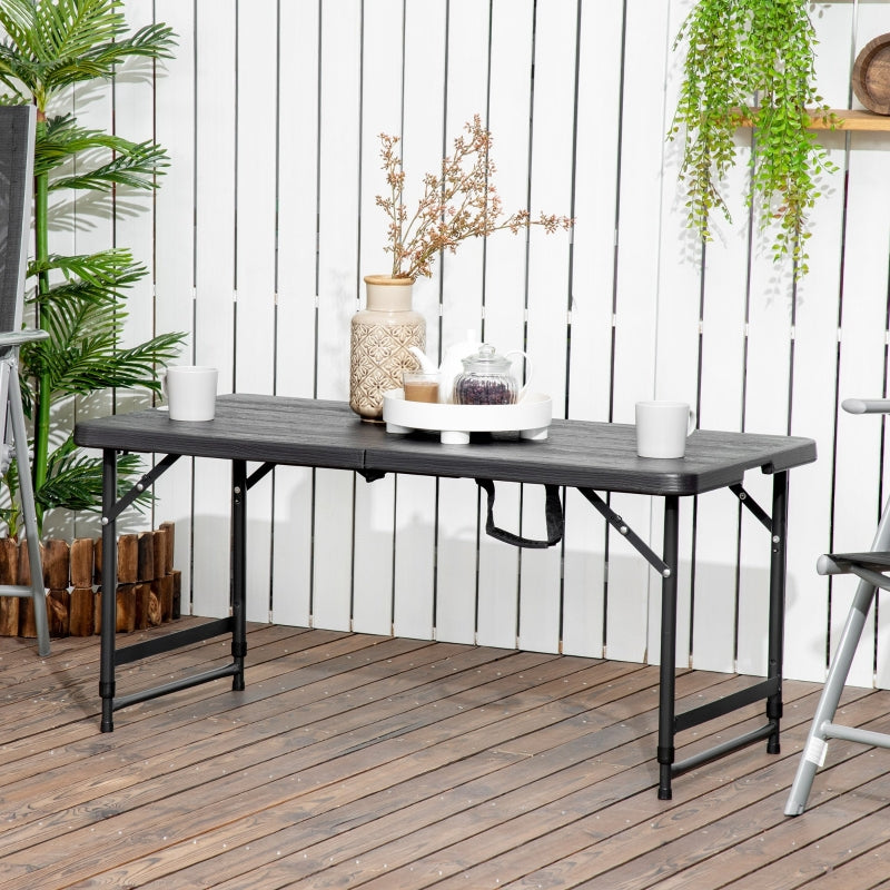 Foldable Outdoor Dining Table for 4, Adjustable Height, Dark Grey