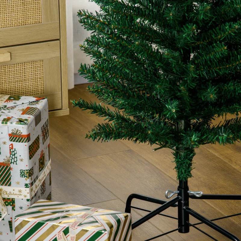6' Artificial Prelit Christmas Tree with Colorful LED Lights - Pencil Shape Holiday Decor & Durable Steel Base