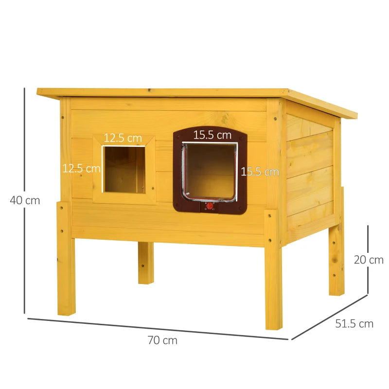 Garden Wooden Cat House - Outdoor Kitty Shelter with Waterproof Roof, Door & Window - Perfect Pet Play Home & Hide Cage
