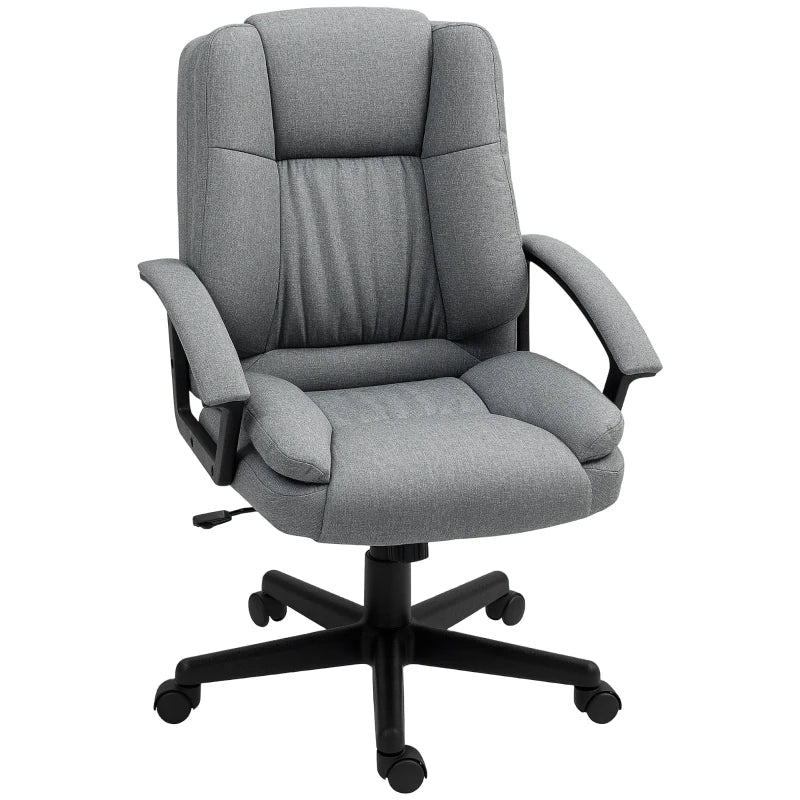 Linen Look Padded Office Chair in Grey for Comfortable Home Office Seating