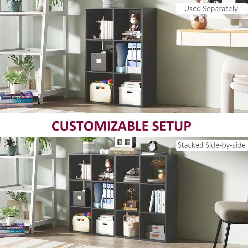 Stylish 6-Cube Bookshelf in Black - Modern Storage Solution for Home or Office, Perfect for Organizing Books and Decor