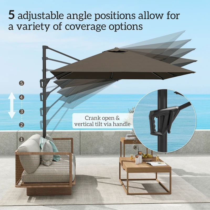 Tan Patio Offset Parasol Umbrella - Outdoor Sunshade for Garden, Deck, and Patio