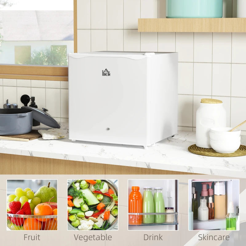 46L Lockable Countertop Fridge - Cream White Mini Refrigerator for Home, Office, and Dorm - Compact & Stylish Design