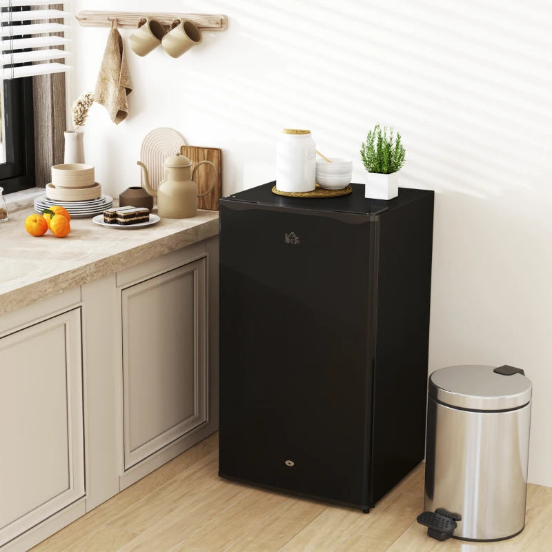 91L Freestanding Under-Counter Fridge with Lock - Stylish Black Mini Refrigerator for Home, Office, or Bar Use