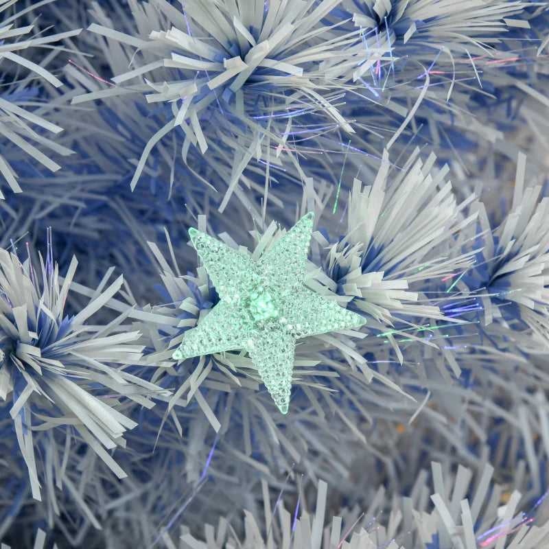 5FT Pre-Lit Artificial Fibre Optic Christmas Tree with LED Lights - Easy Storage Seasonal Decoration in White & Blue