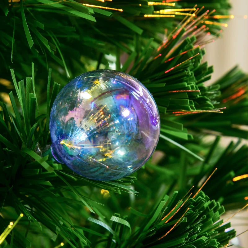 5FT Prelit Artificial Christmas Tree with Fiber Optics & Baubles - Festive Green Holiday Decor in Golden Pot