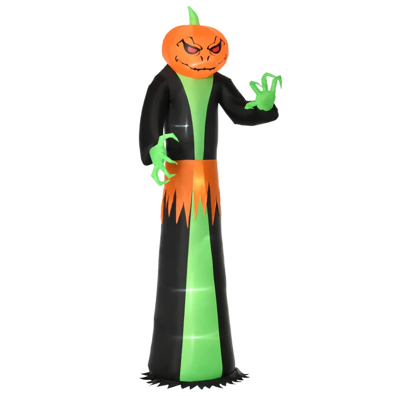 9FT Inflatable Halloween Pumpkin Ghost with LED Lights - Outdoor Blow Up Decoration for Parties, Gardens, and Lawns