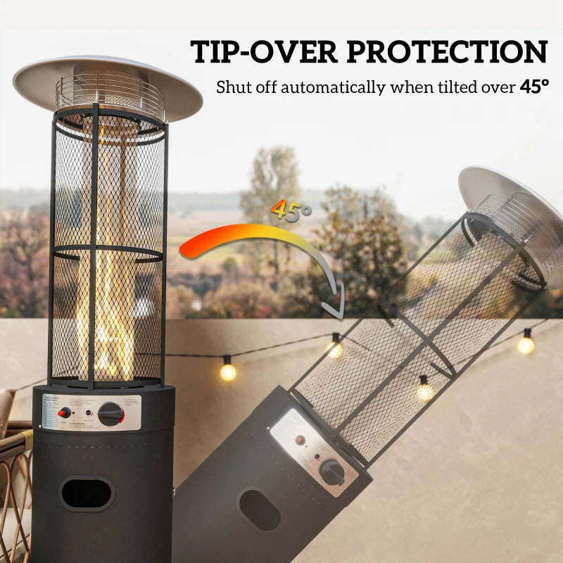 11KW Freestanding Gas Patio Heater - Adjustable Outdoor Propane Heater with Wheels & Tip-Over Switch