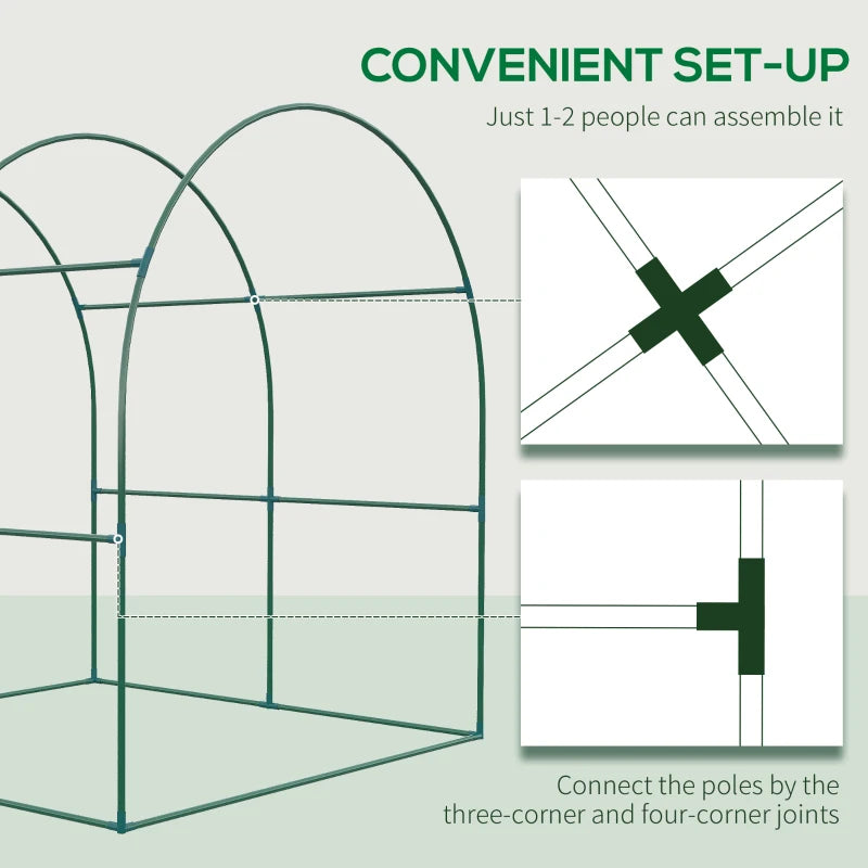 Green Garden Polytunnel Greenhouse with Roll-up Window and Door, 1.8 x 1.8 x 2 m