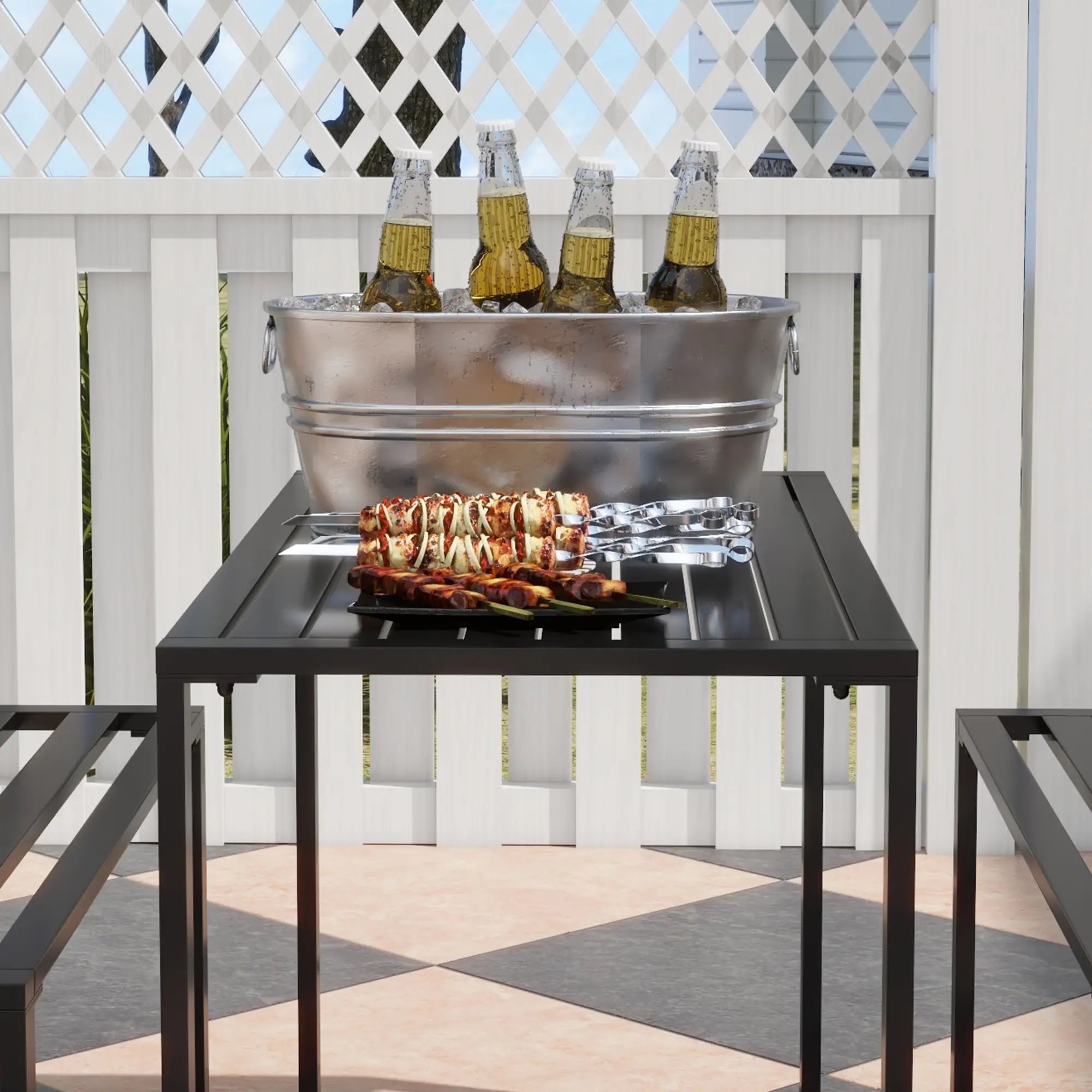 Black Metal Picnic Table