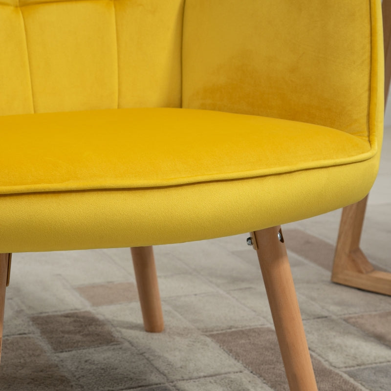 Stylish Velvet-Touch Tufted Wingback Armchair Set of 2 for Modern Lounge and Leisure Spaces in Yellow