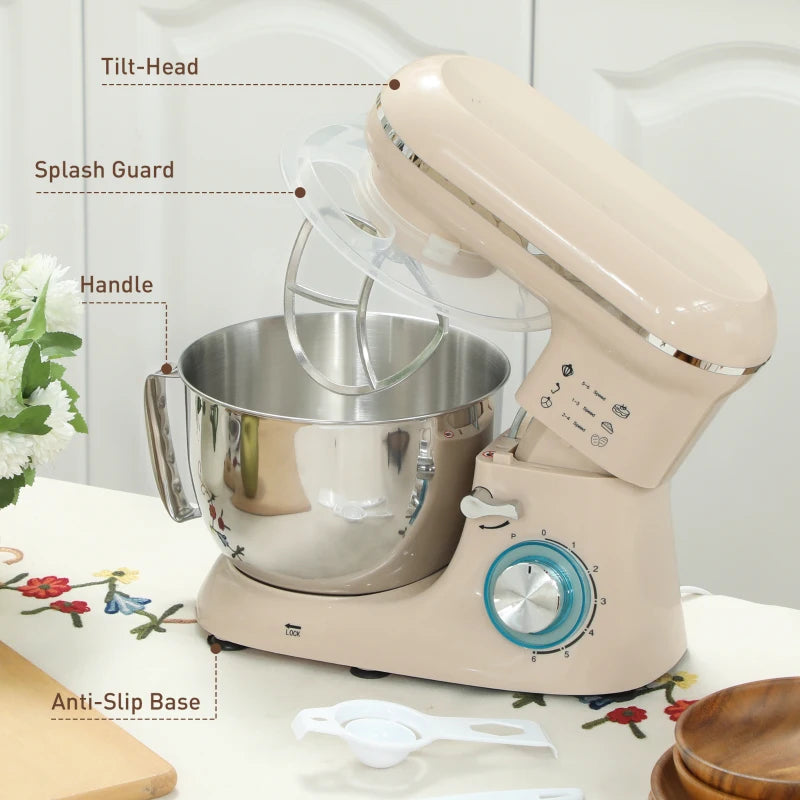 Premium 1300W Beige Kitchen Stand Mixer with Accessories - Perfect for Baking and Cooking Enthusiasts
