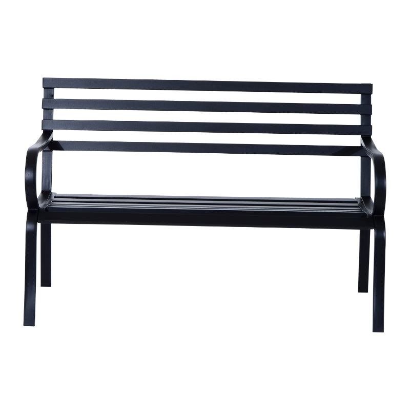 Black Metal 2-Seater Garden Bench