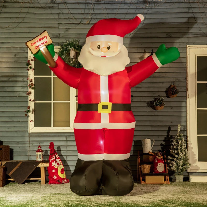 8ft Inflatable Christmas Santa Claus with LED Light Sign - Blow-Up Outdoor Yard Display for Lawn & Garden Holiday Decor